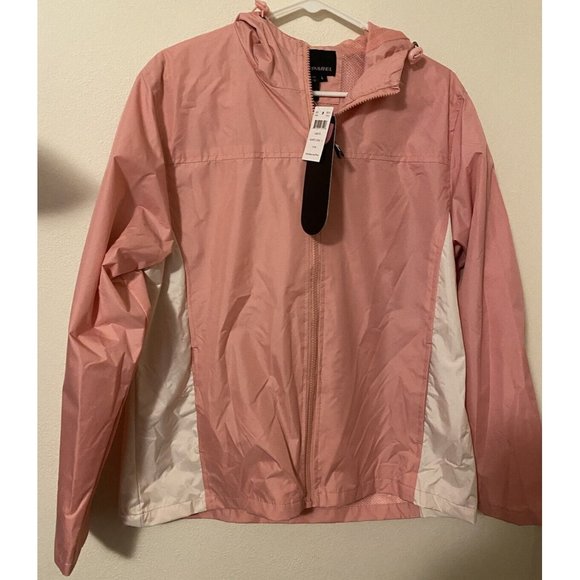 I5 Apparel Jackets & Blazers - I5 Apparel Rain Jacket Coat Women Large  Hooded Light Pink And White L New